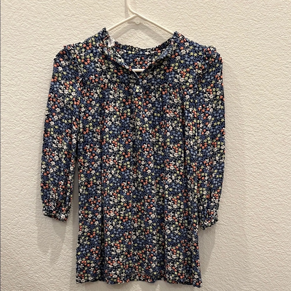 GAP Black Smocked Blouse with Peter Pan Collar